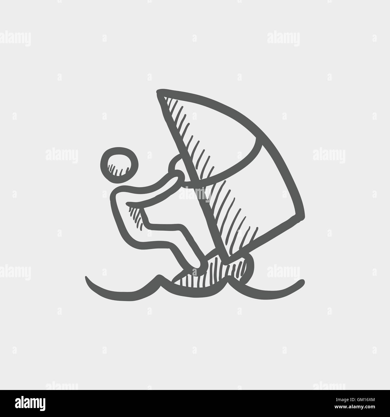Wind surfing sketch icon Stock Vector