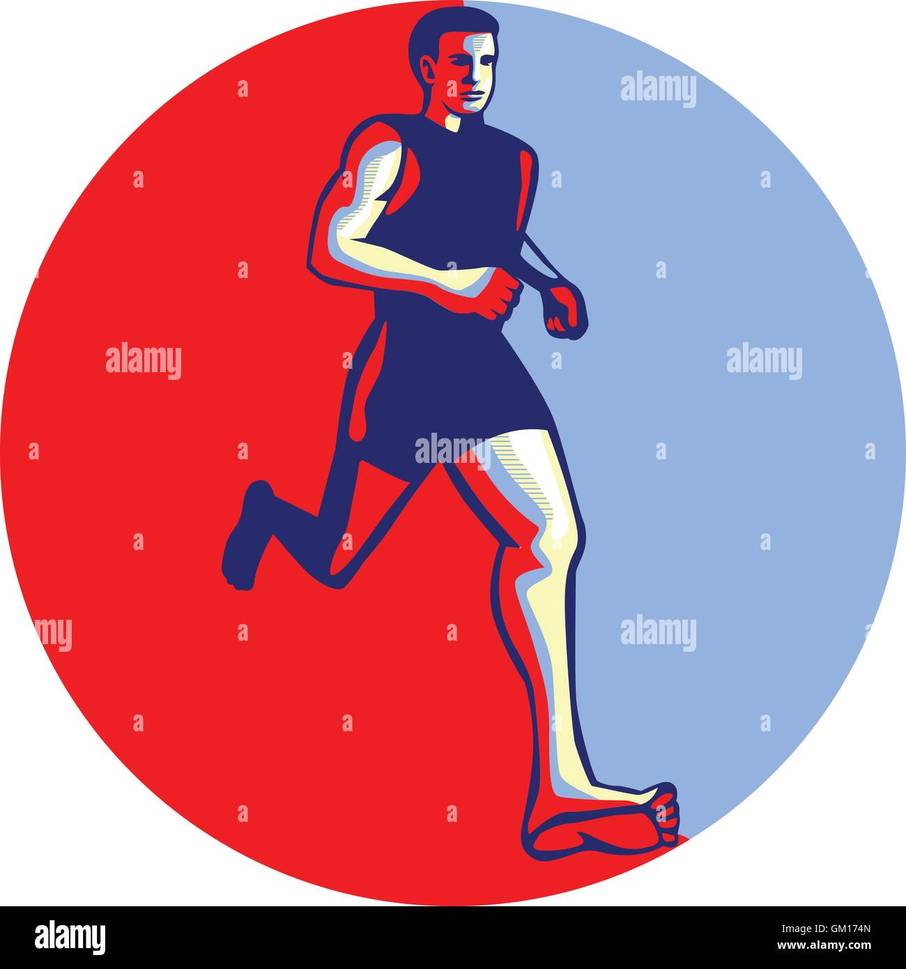 Barefoot Runner Running Front Circle Stock Vector Image & Art Alamy