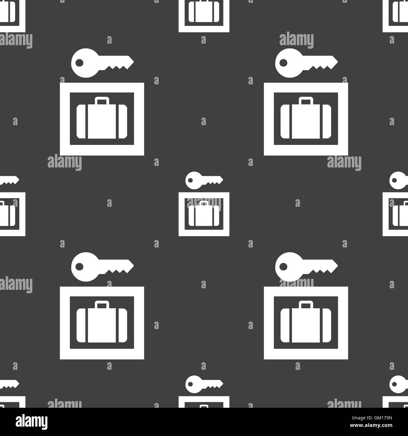 Luggage Storage icon sign. Seamless pattern on a gray background. Vector Stock Vector Image