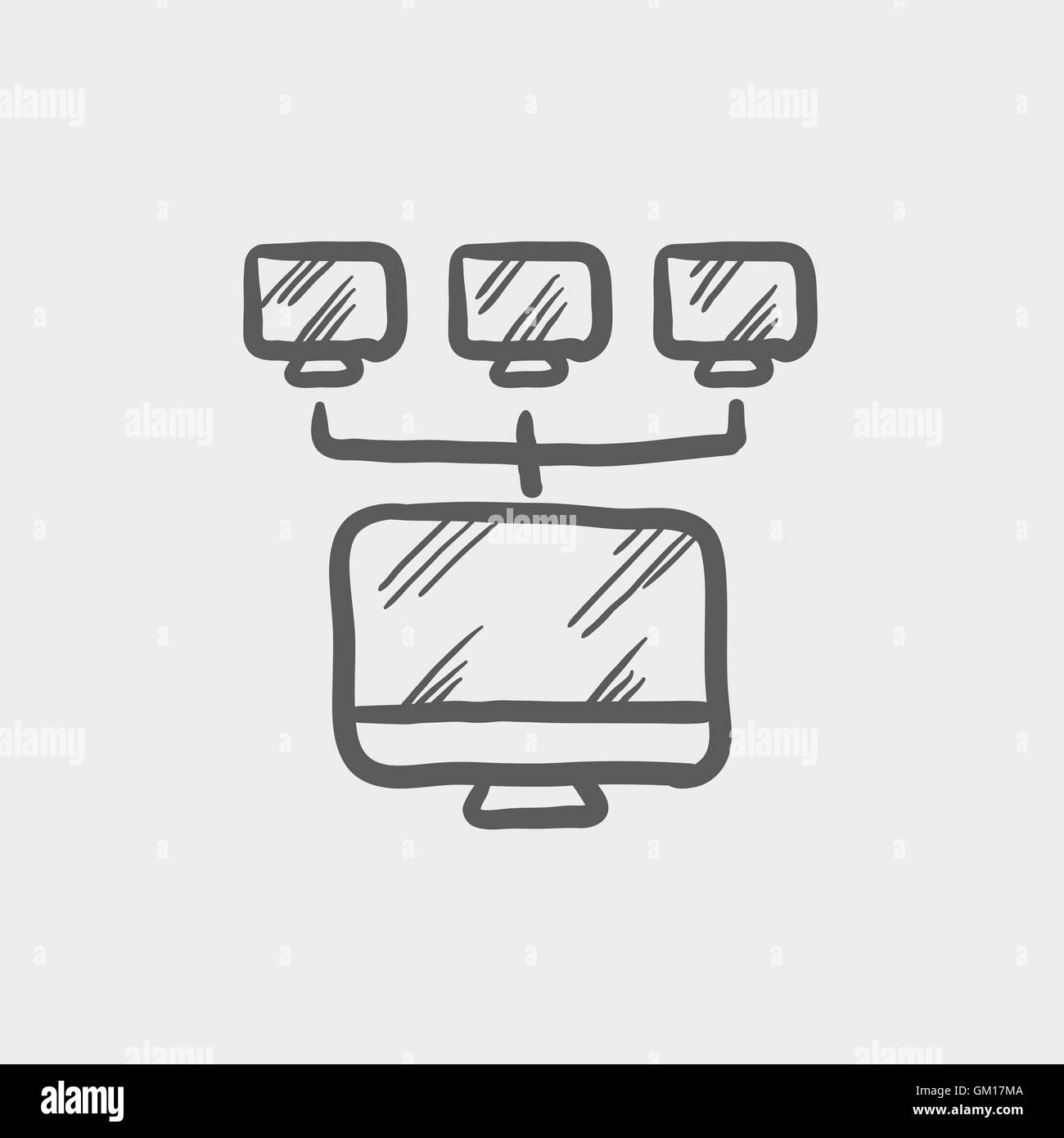 Screen with cameras sketch icon Stock Vector