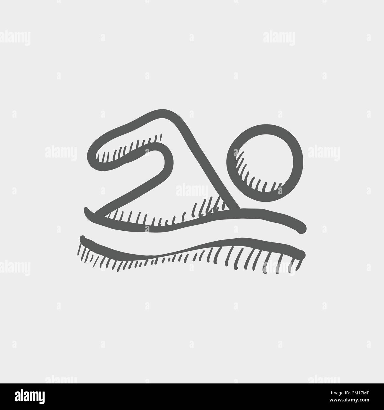 Beach wave swimming sketch icon Stock Vector