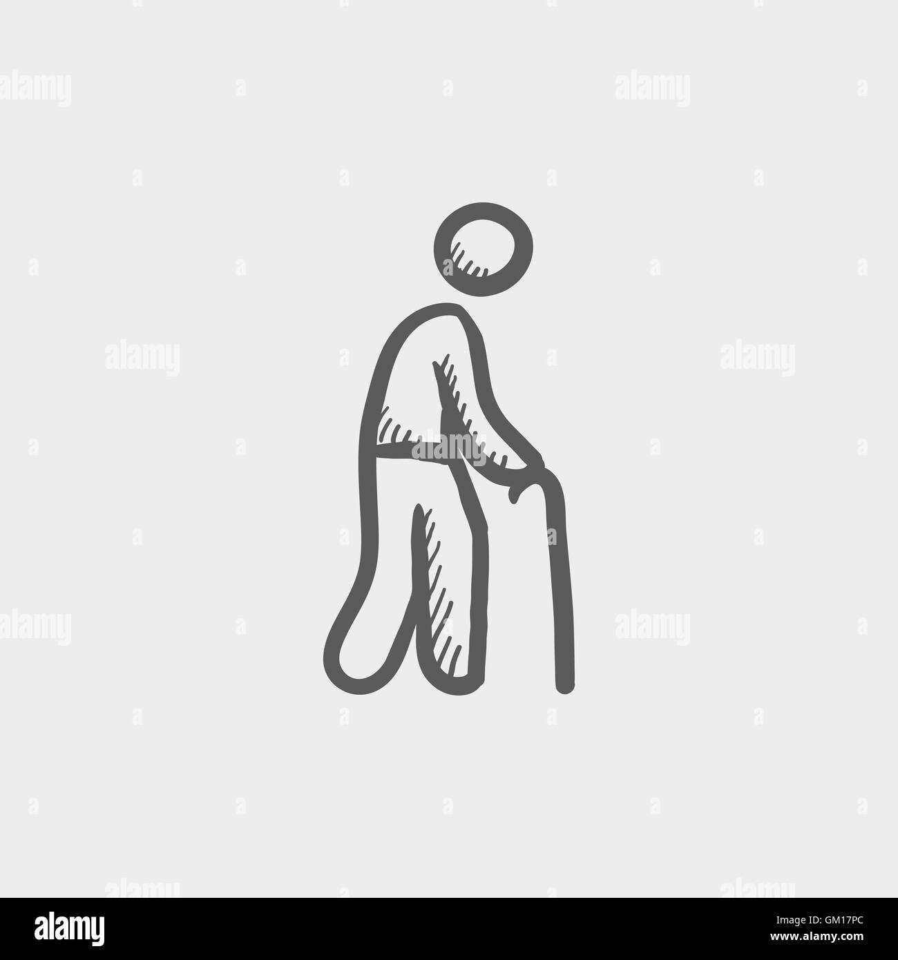 Man with cane sketch icon Stock Vector
