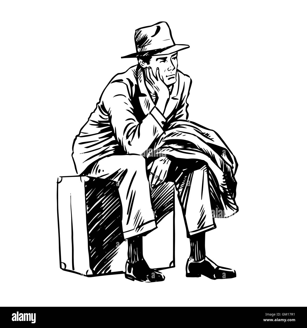 Suitcase line art illustration Black and White Stock Photos & Images ...