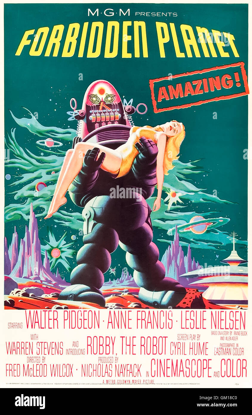 Forbidden Planet Retro Vintage Classic Sci Fi Movie Poster 1956 Black and  White Poster by Carol Japp - Fine Art America