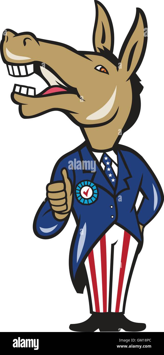 Democrat Donkey Mascot Thumbs Up Cartoon Stock Vector