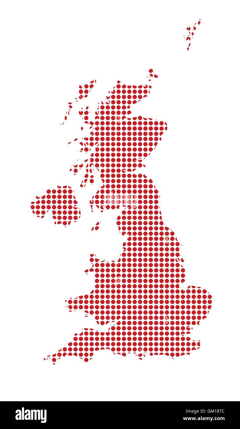 U.K. and Northern Ireland Dot Map Silhouette Stock Vector