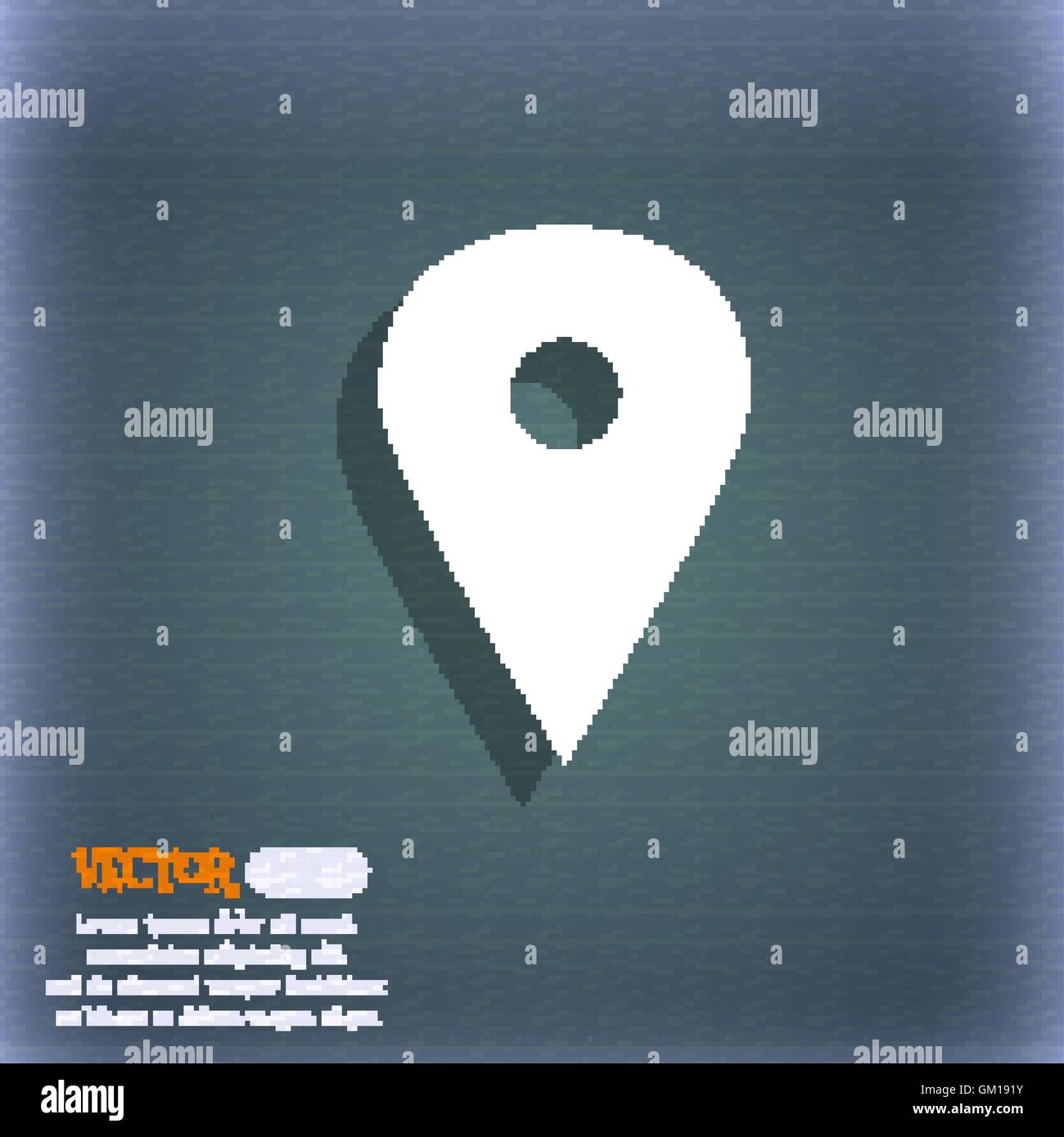 Map pointer, GPS location icon symbol on the blue-green abstract ...