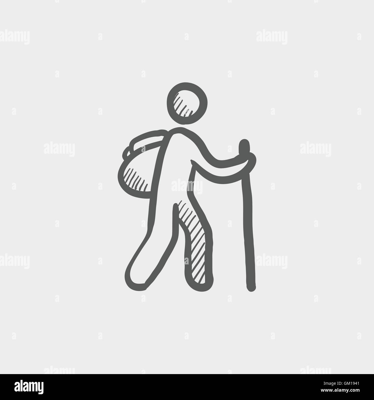 Hiking exercise sketch icon Stock Vector