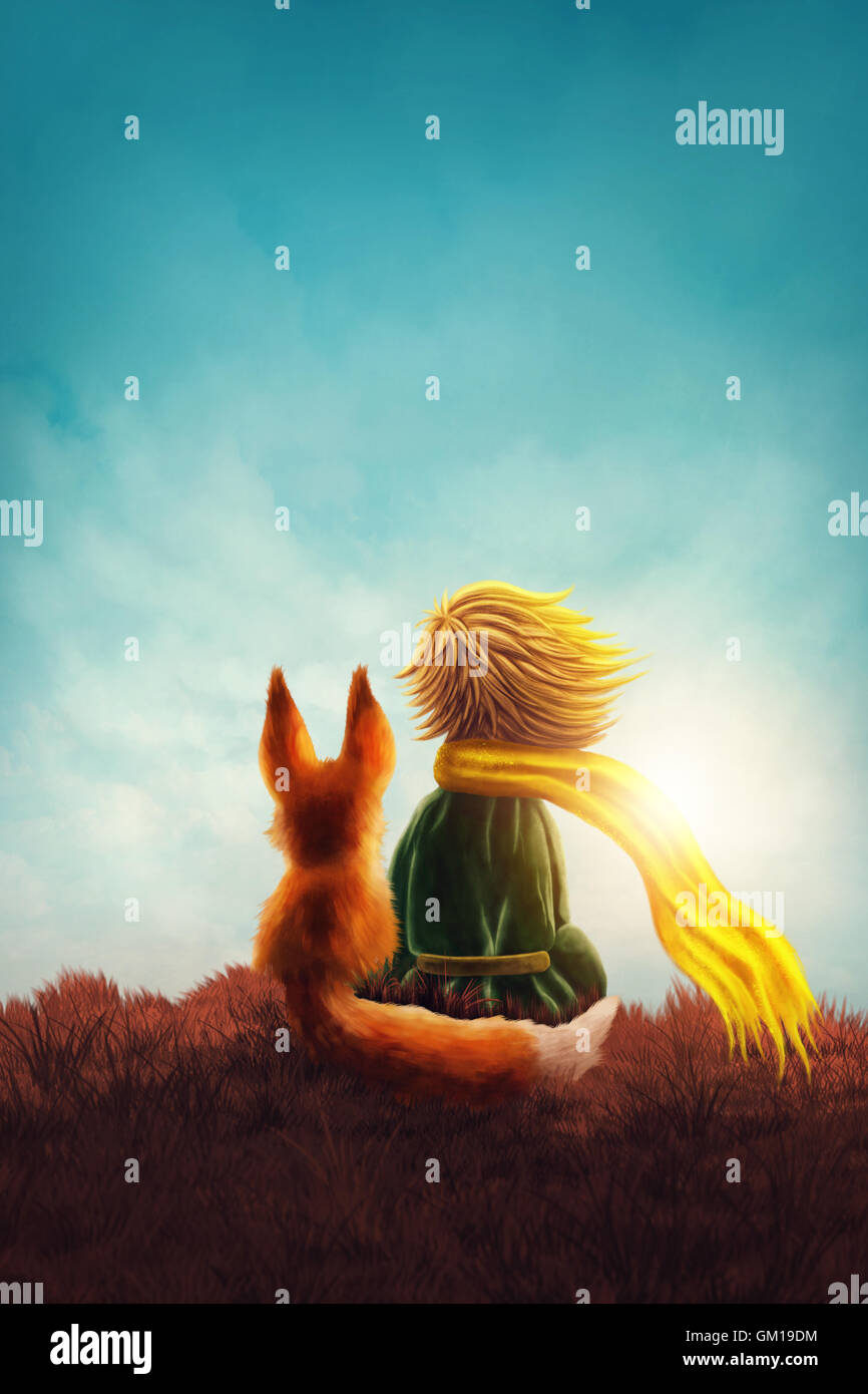 Little prince and the fox Stock Photo - Alamy