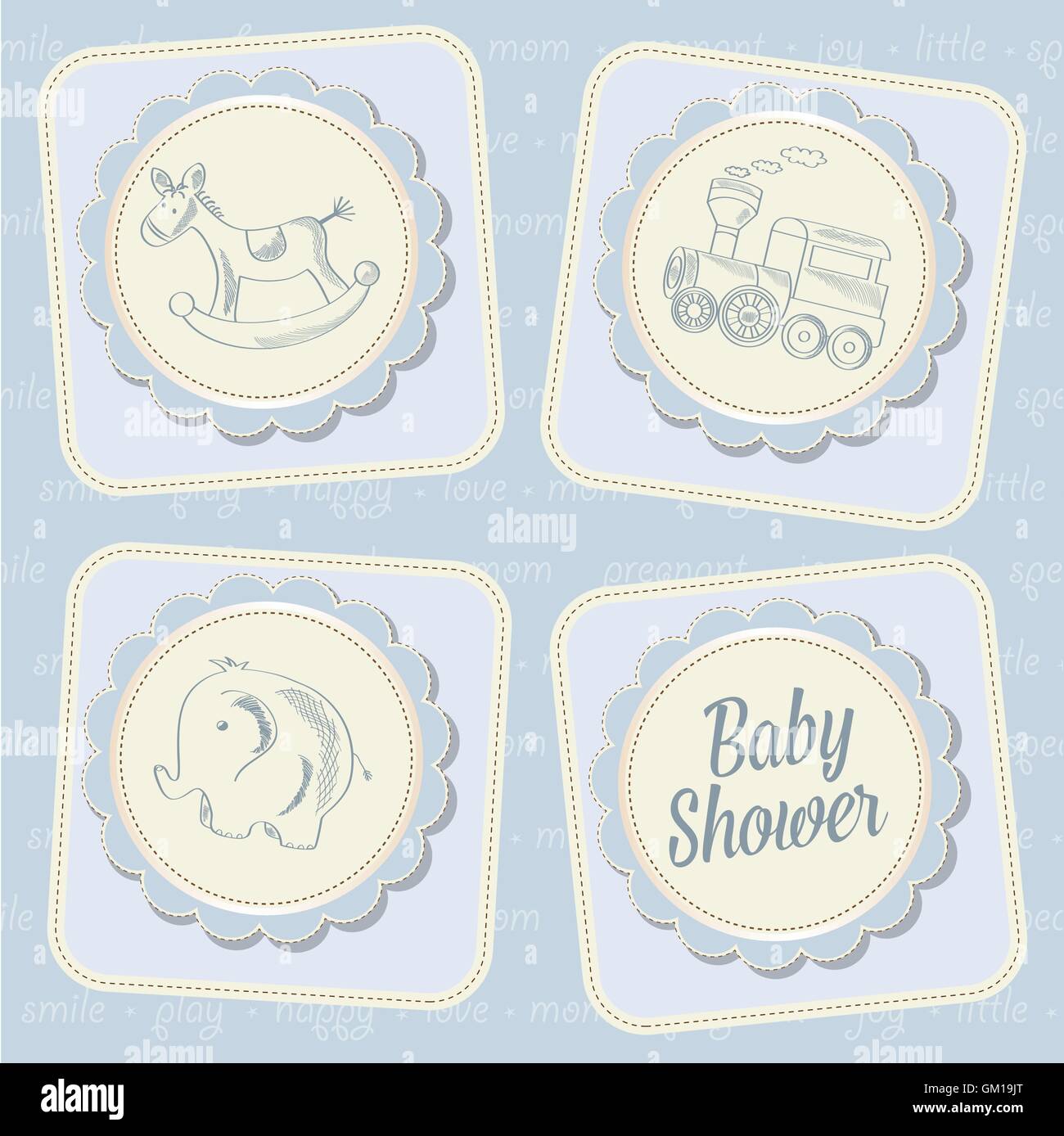 baby boy shower card with retro toys Stock Vector Image & Art - Alamy