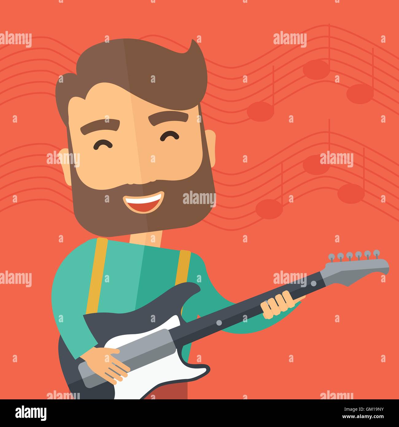 Musician is playing electrical guitar Stock Vector