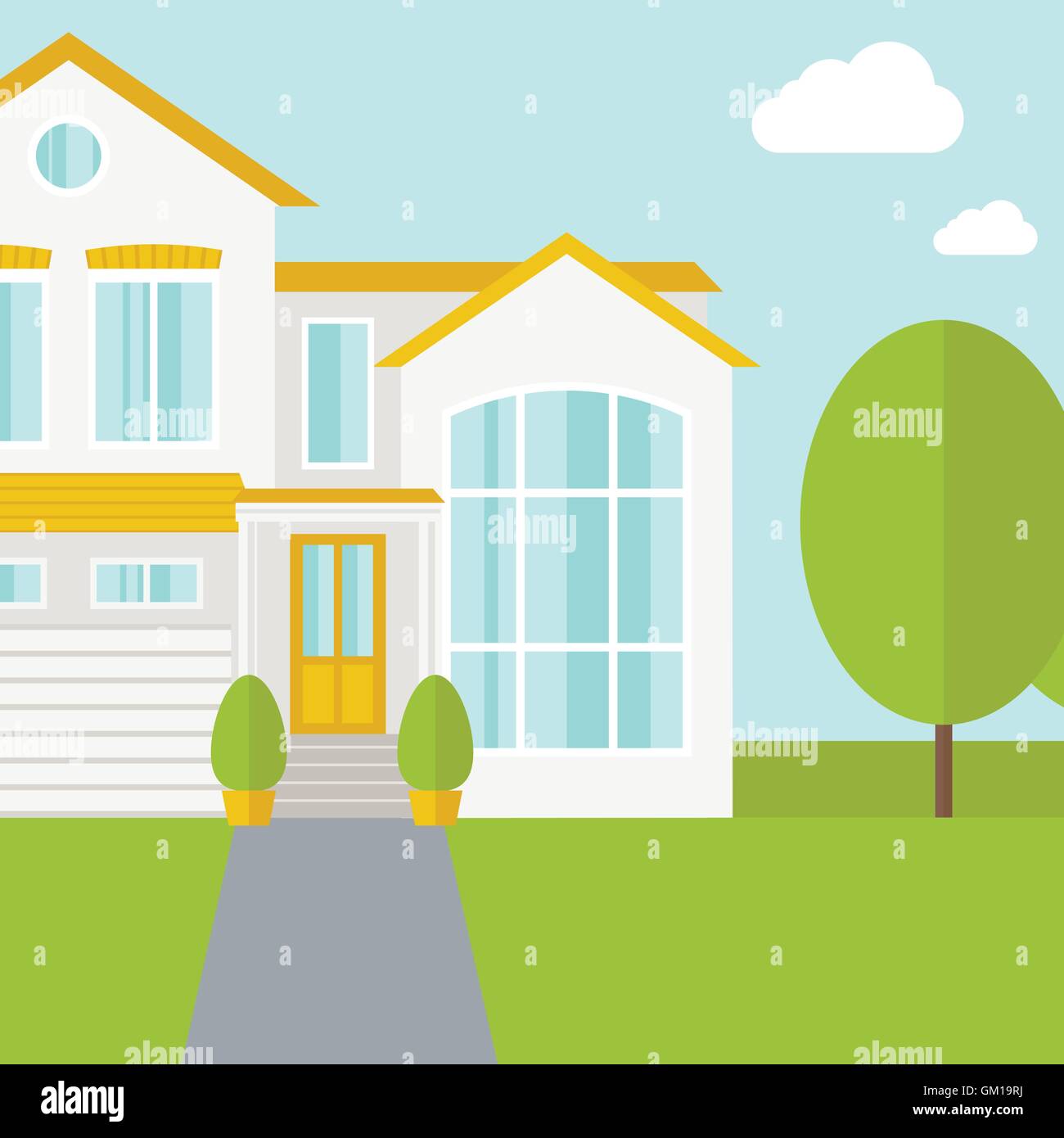 Big house with trees Stock Vector