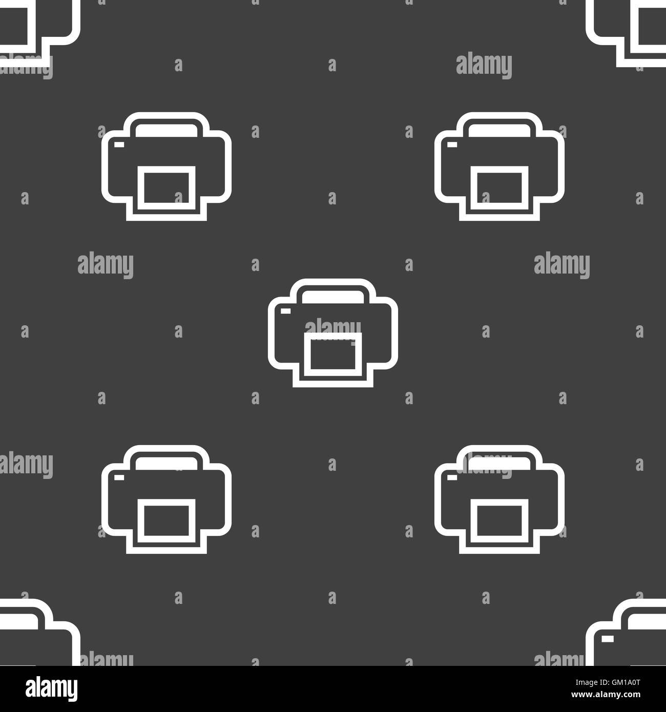 Printing icon sign. Seamless pattern on a gray background. Vector Stock ...
