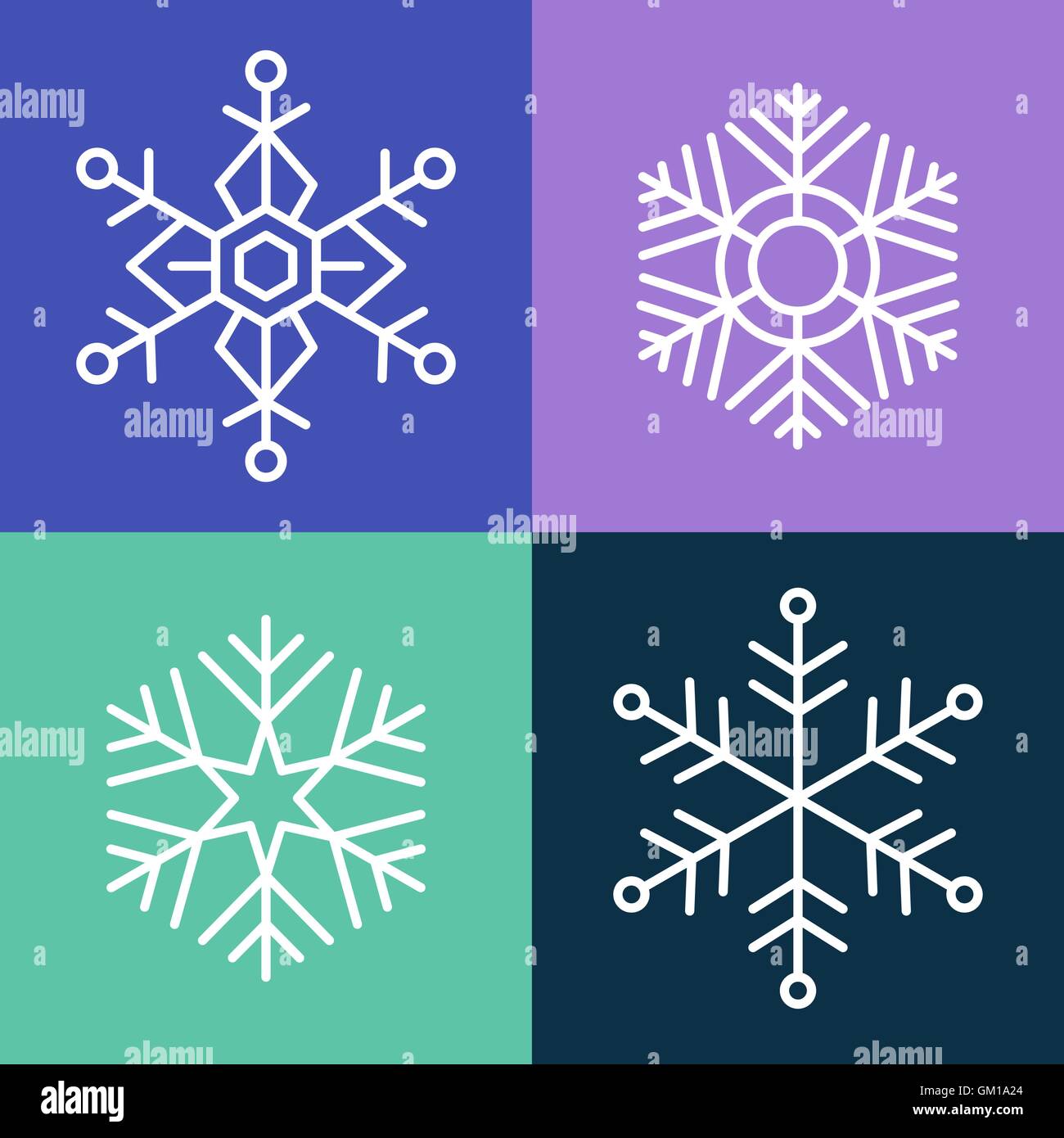 Snowflake line style set illustration Stock Vector Image & Art - Alamy