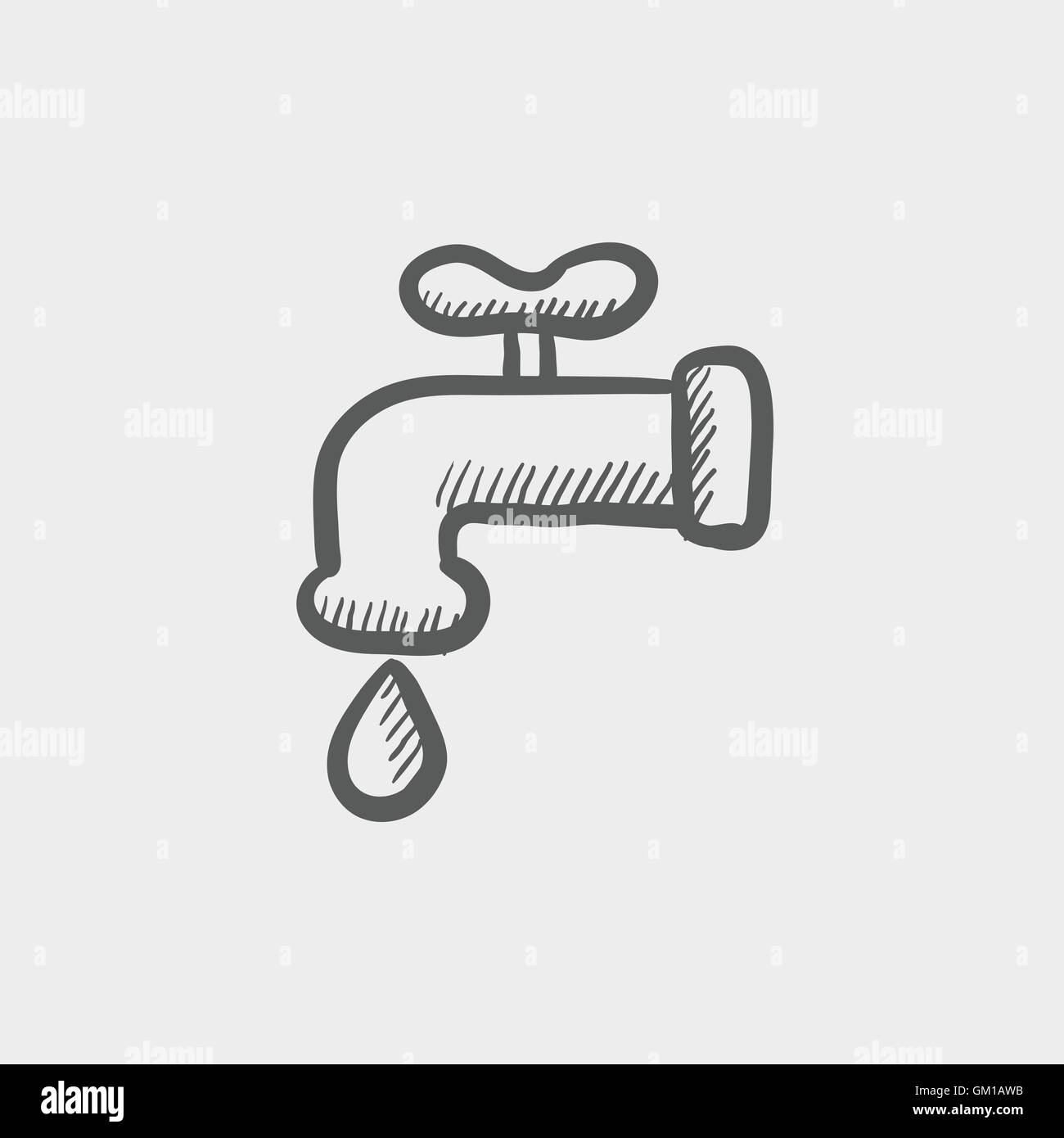 Faucet with water drop sketch icon Stock Vector
