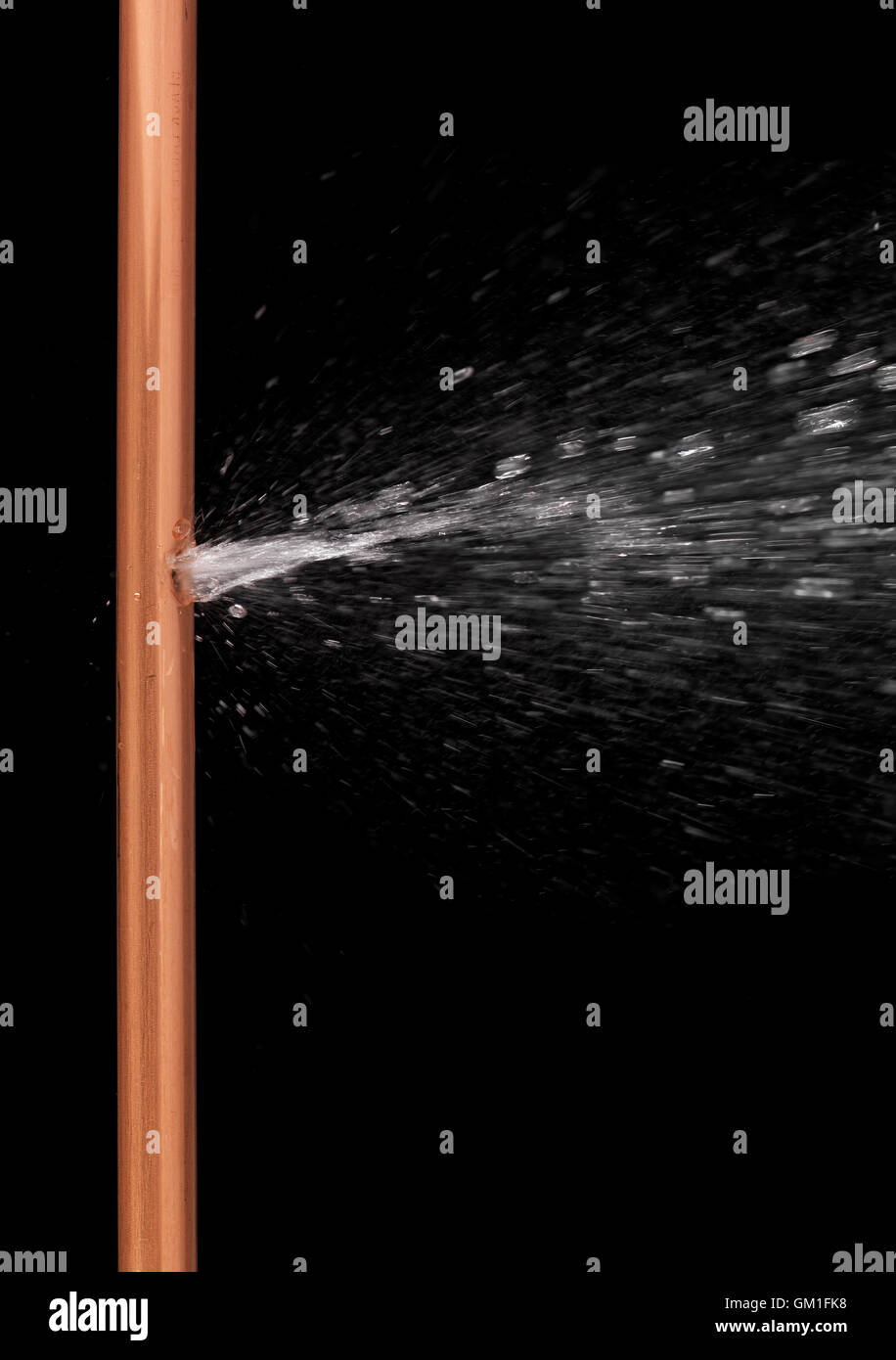 Copper pipe with a leak Stock Photo Alamy