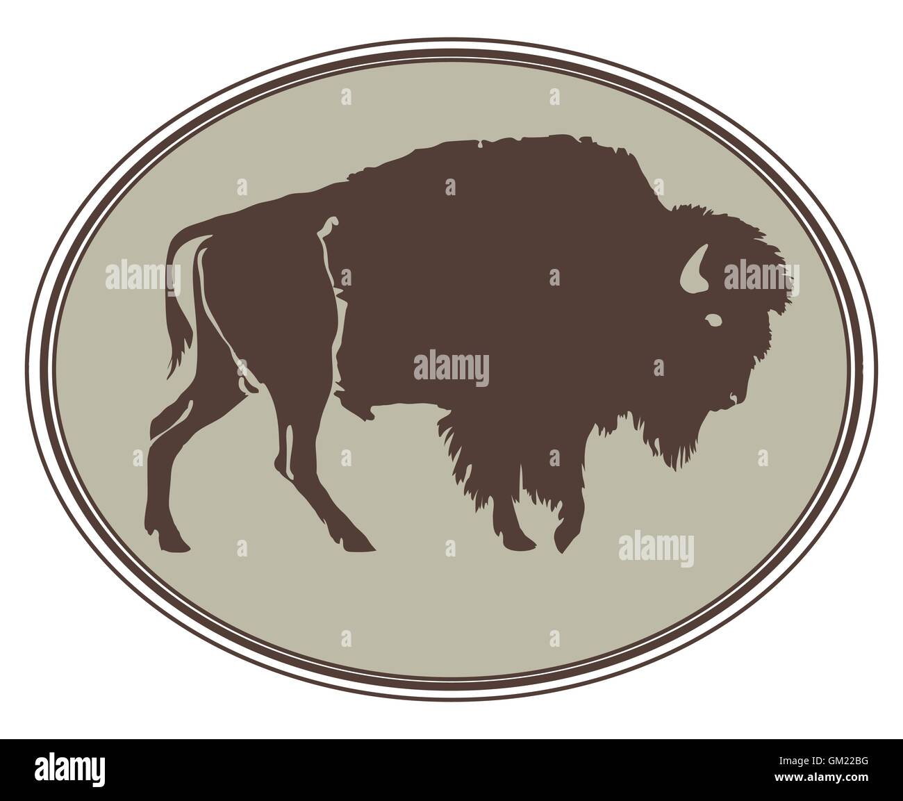 Buffalo silhouette. Hand-drawn illustration. Design for logo, t shirt, bag etc. Stock Vector