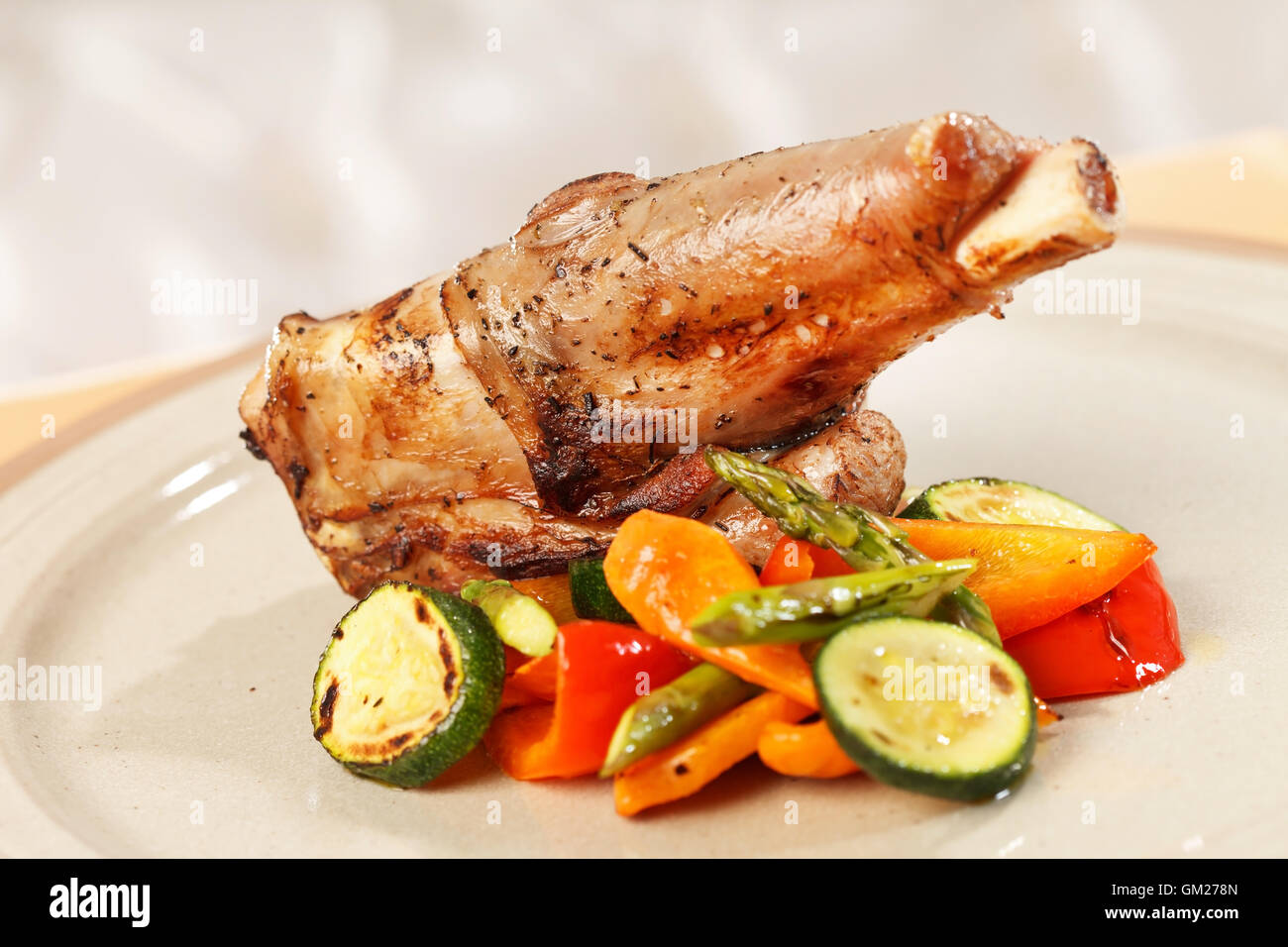 Roasted Lamb Chops with vegetables Stock Photo Alamy