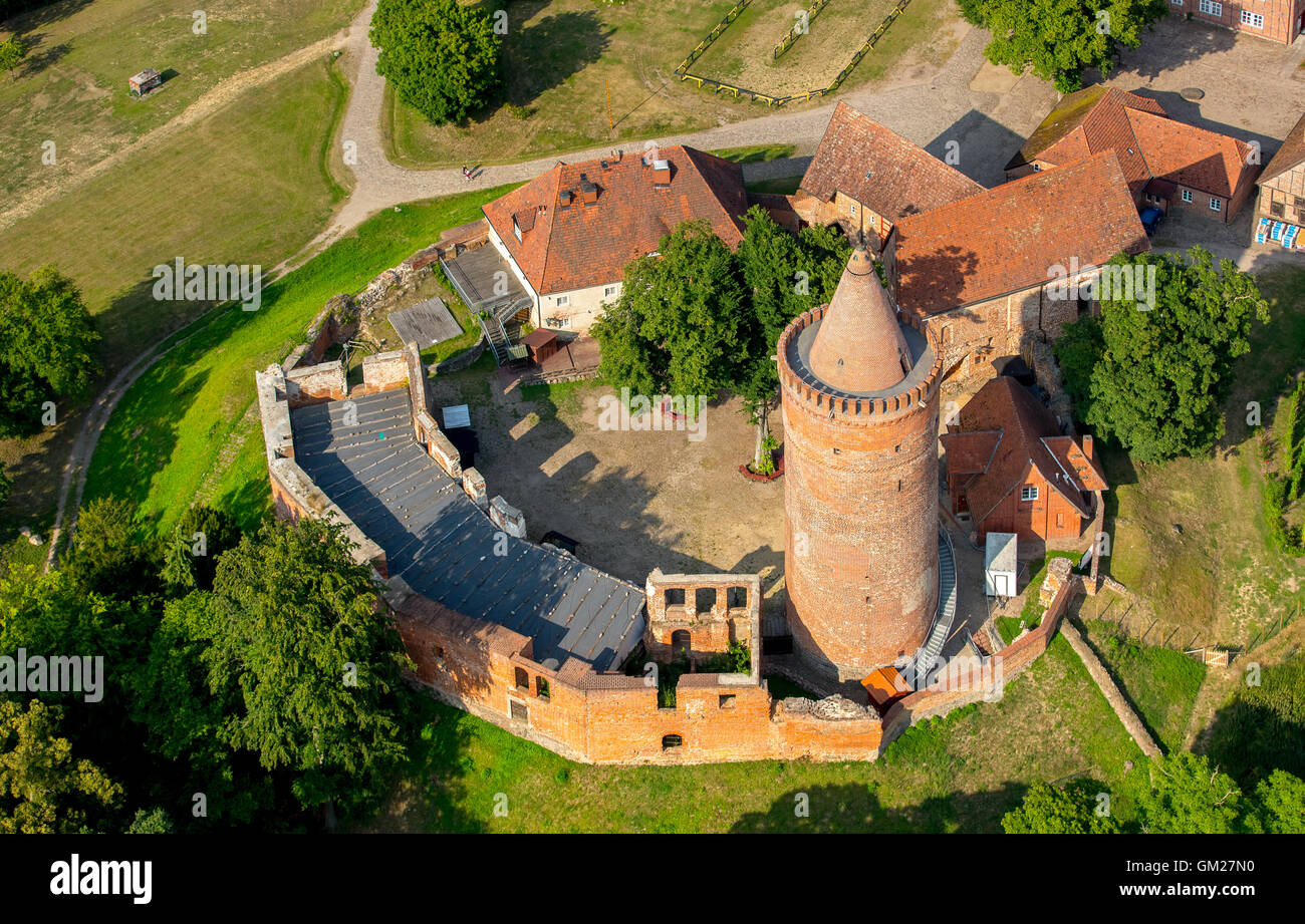 Aerial view, Burg Stargard northernmost castle Germany, dungeon, castle