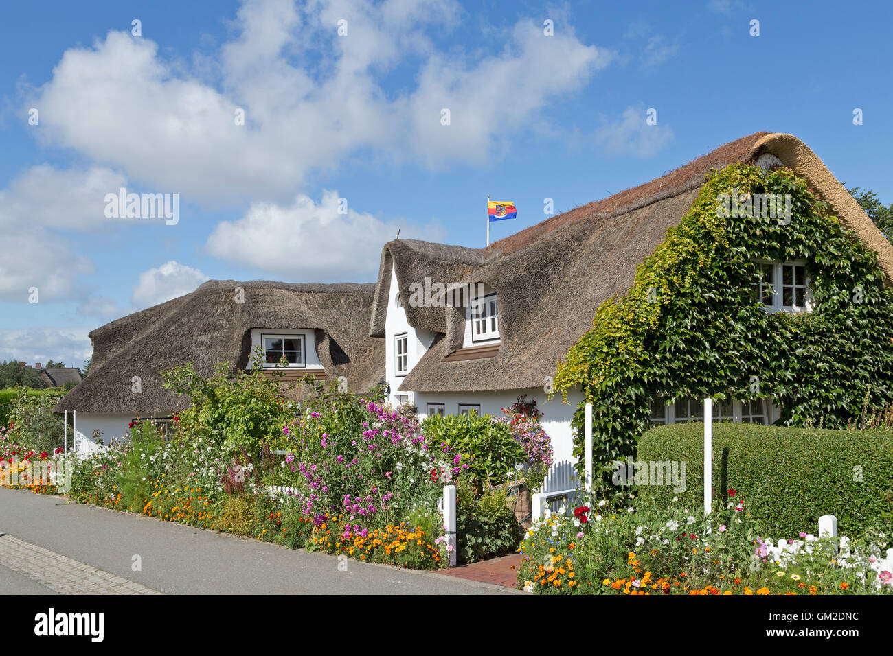 thatched house, Nebel, Amrum Island, North Friesland, Schleswig-Holstein, Germany Stock Photo