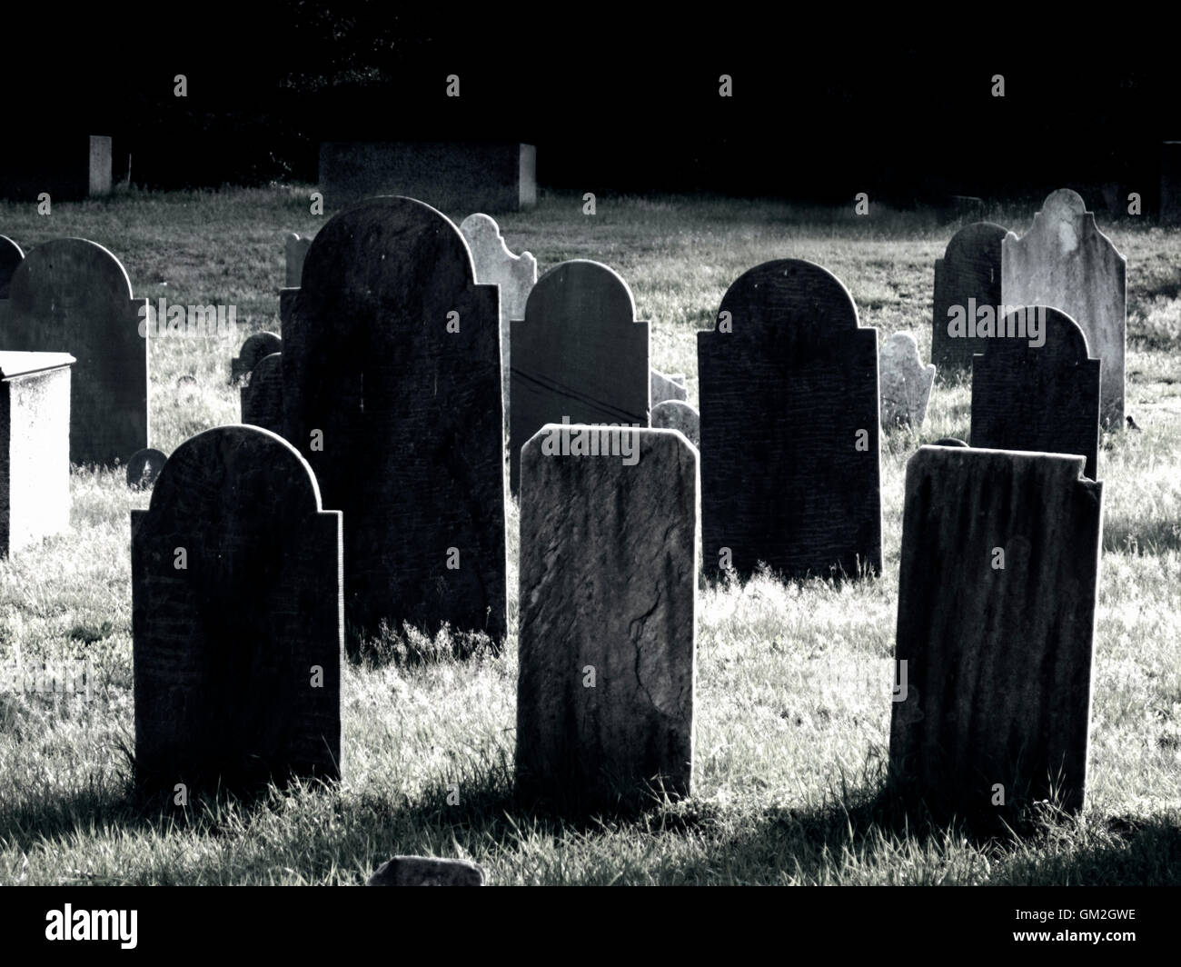 headstones in old graveyard Stock Photo, Royalty Free Image: 115612490 ...