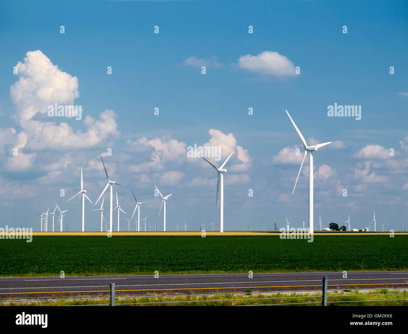 Wind farms power generation in Indiana Stock Photo