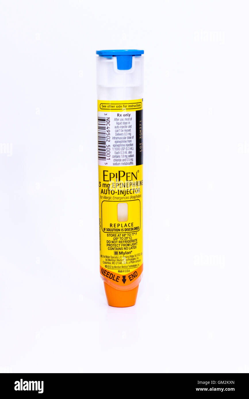 Mylan EpiPen; epinephrine injection,  0.3 mg Stock Photo