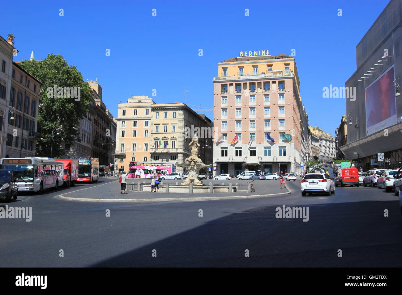 Bernini's Fontana del Tritone in Piazza Barberini Stock Photo
