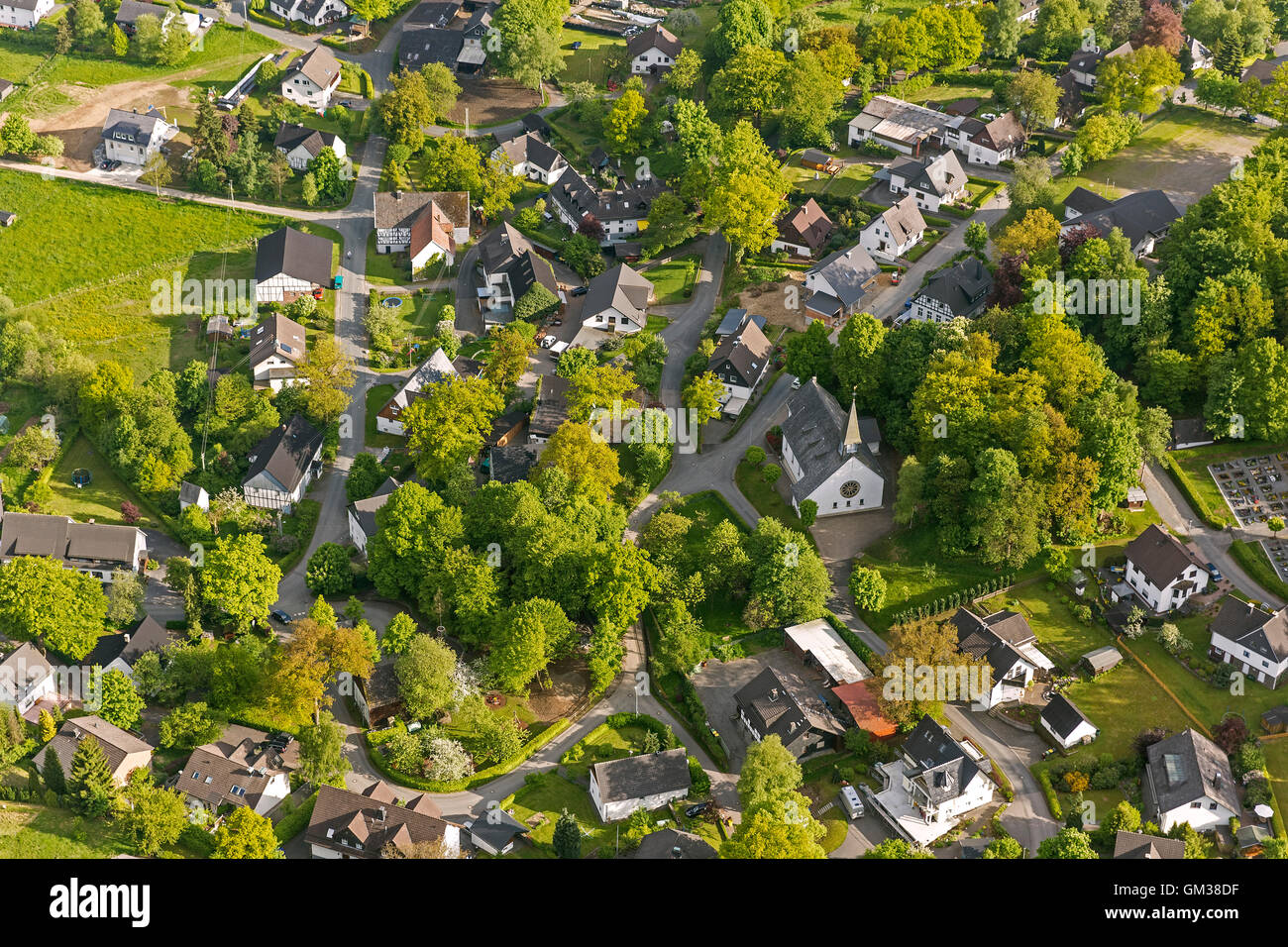 Aerial view, possible Gold village WendenHeid, Antoniuskirche Heid church, Contact, Aerial view