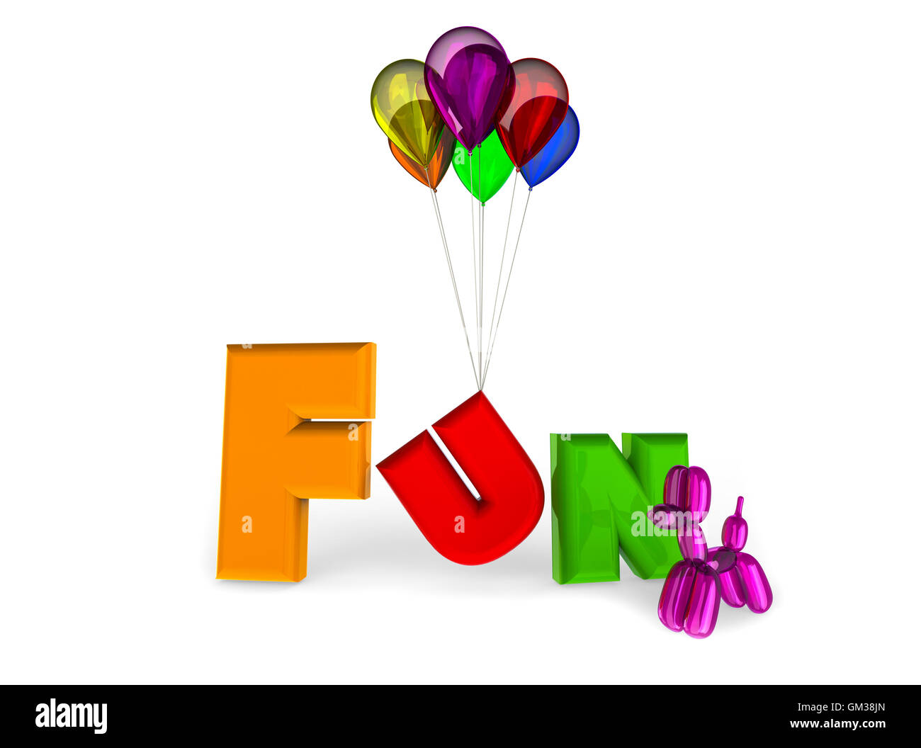 3D render image representing fun text with balloons Stock Photo - Alamy
