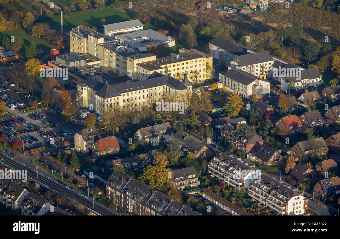 Aerial view, Malteser Hospital St. Anna, Aerial view of Duisburg, Aerial view of Duisburg, Duisburg, Ruhr area, Stock Photo