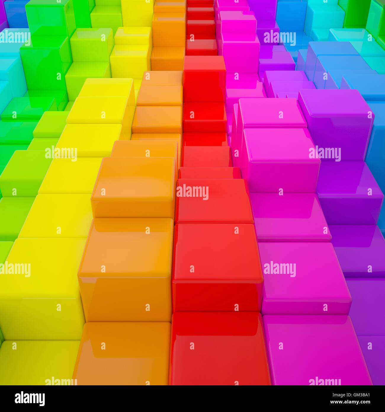 Abstract wall of colored cubes Stock Photo - Alamy