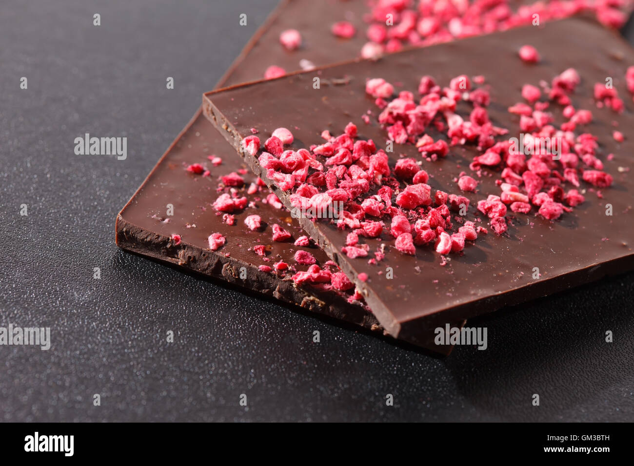 dark chocolate with raspberries Stock Photo - Alamy