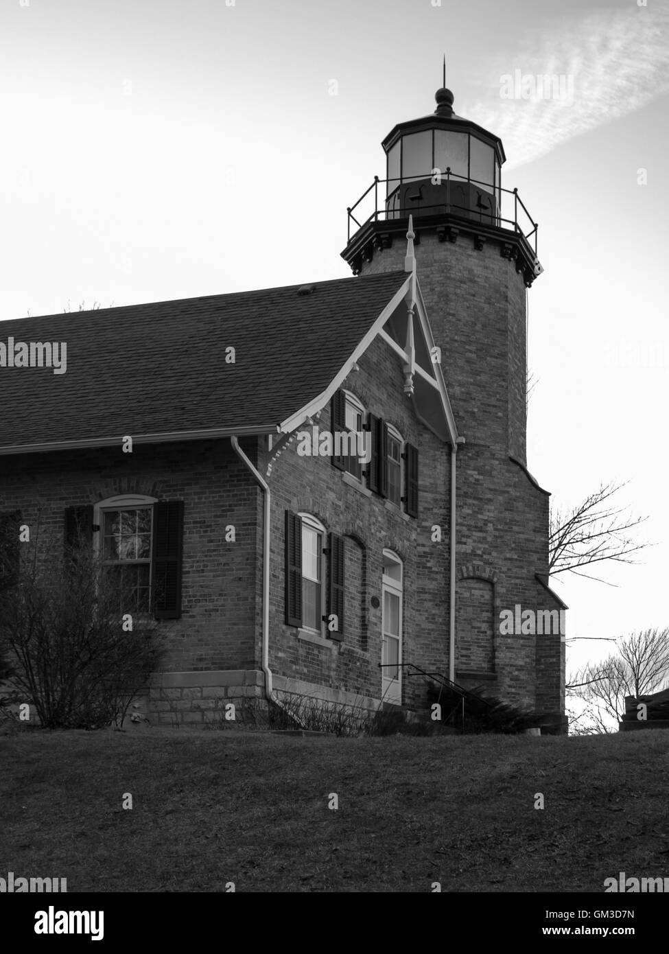 White River Channel and Lighthouse - Whitehall Michigan, Wabiningo , Sylvan Beach, Montague, Lake Michigan, Muskegon County Stock Photo