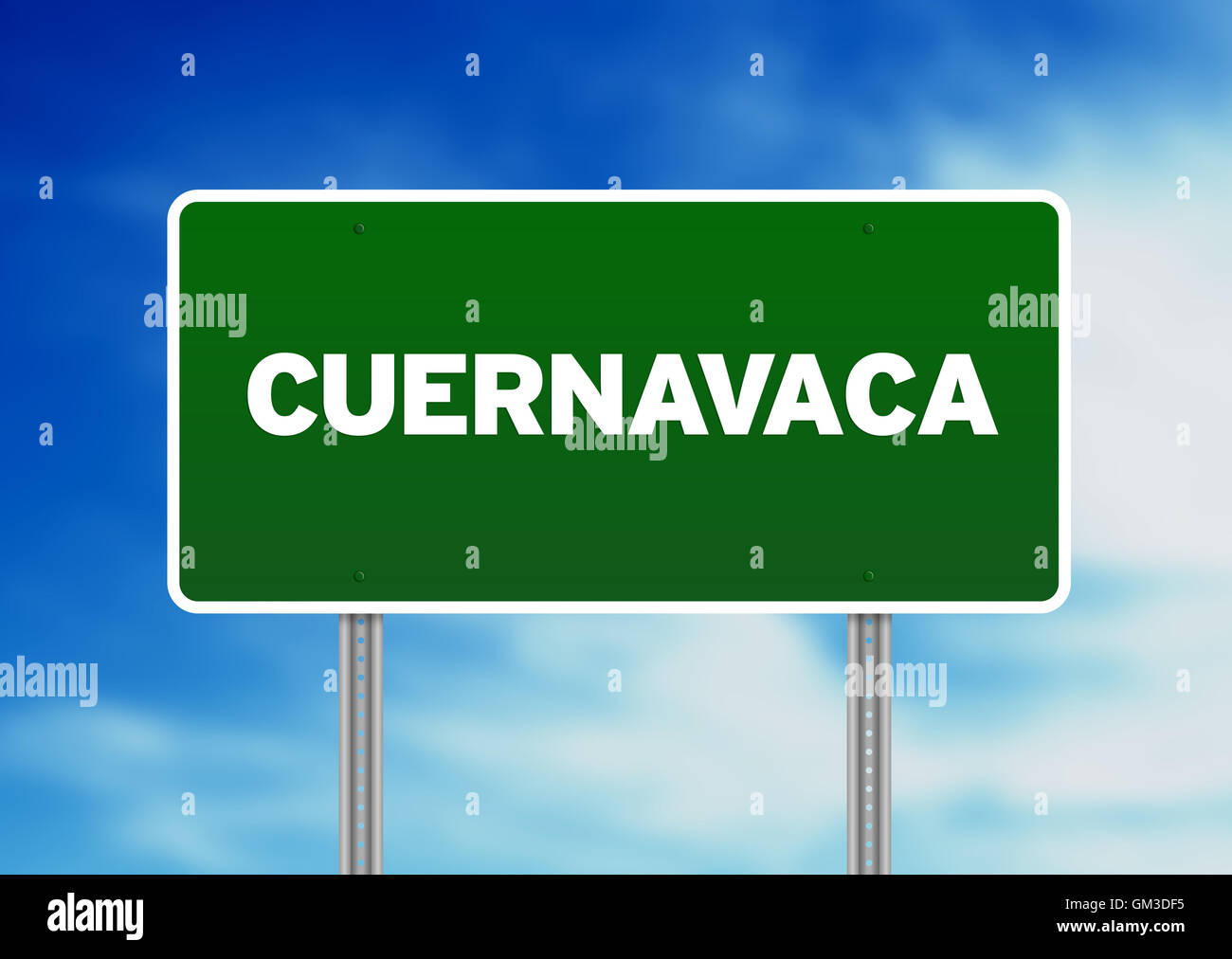Green Road Sign - Cuernavaca, Mexico Stock Photo