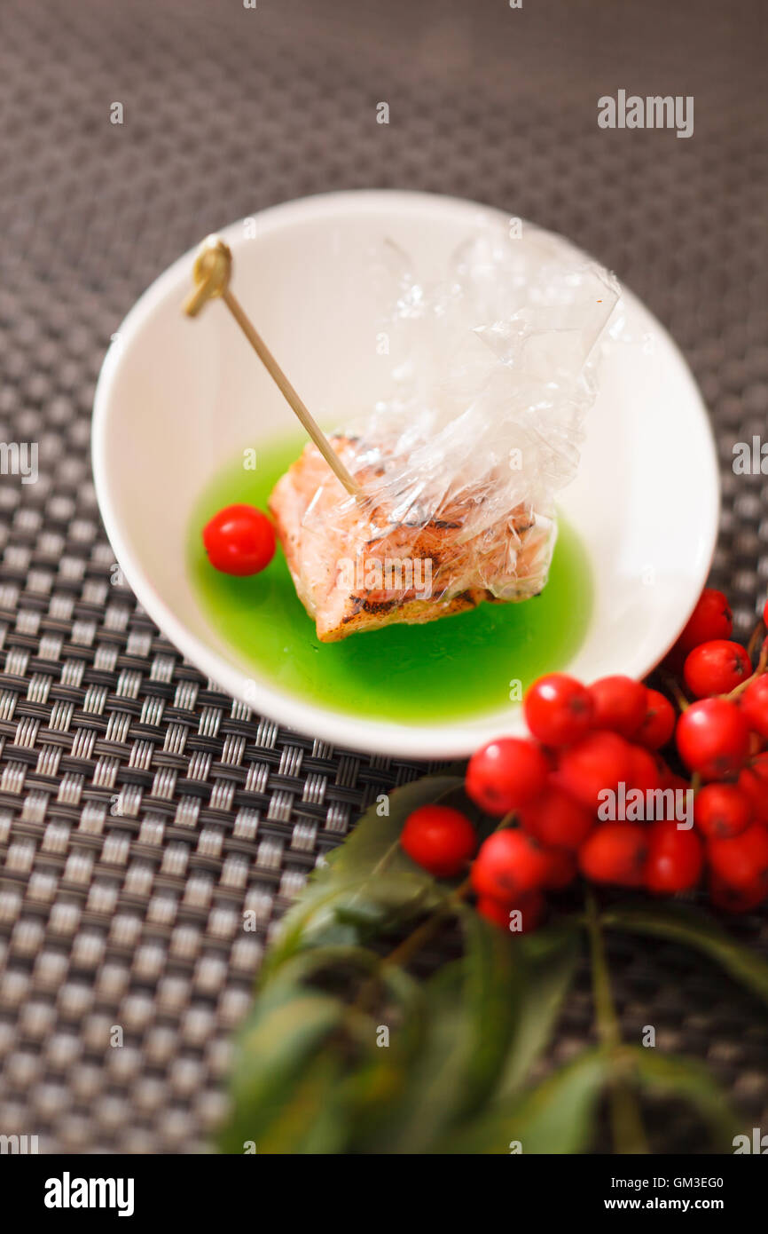 grilled salmon with jelly Stock Photo - Alamy