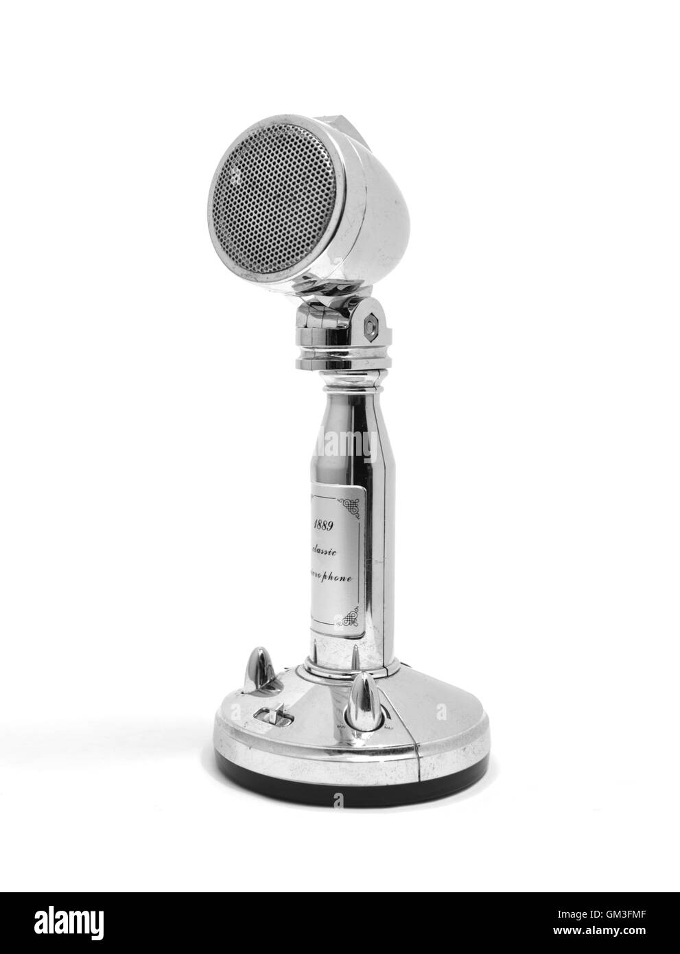 Vintage microphone on white Stock Photo