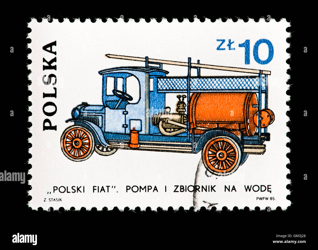 Postage stamp from Poland depicting Polski Fiat (c. 1930) fire truck Stock  Photo - Alamy