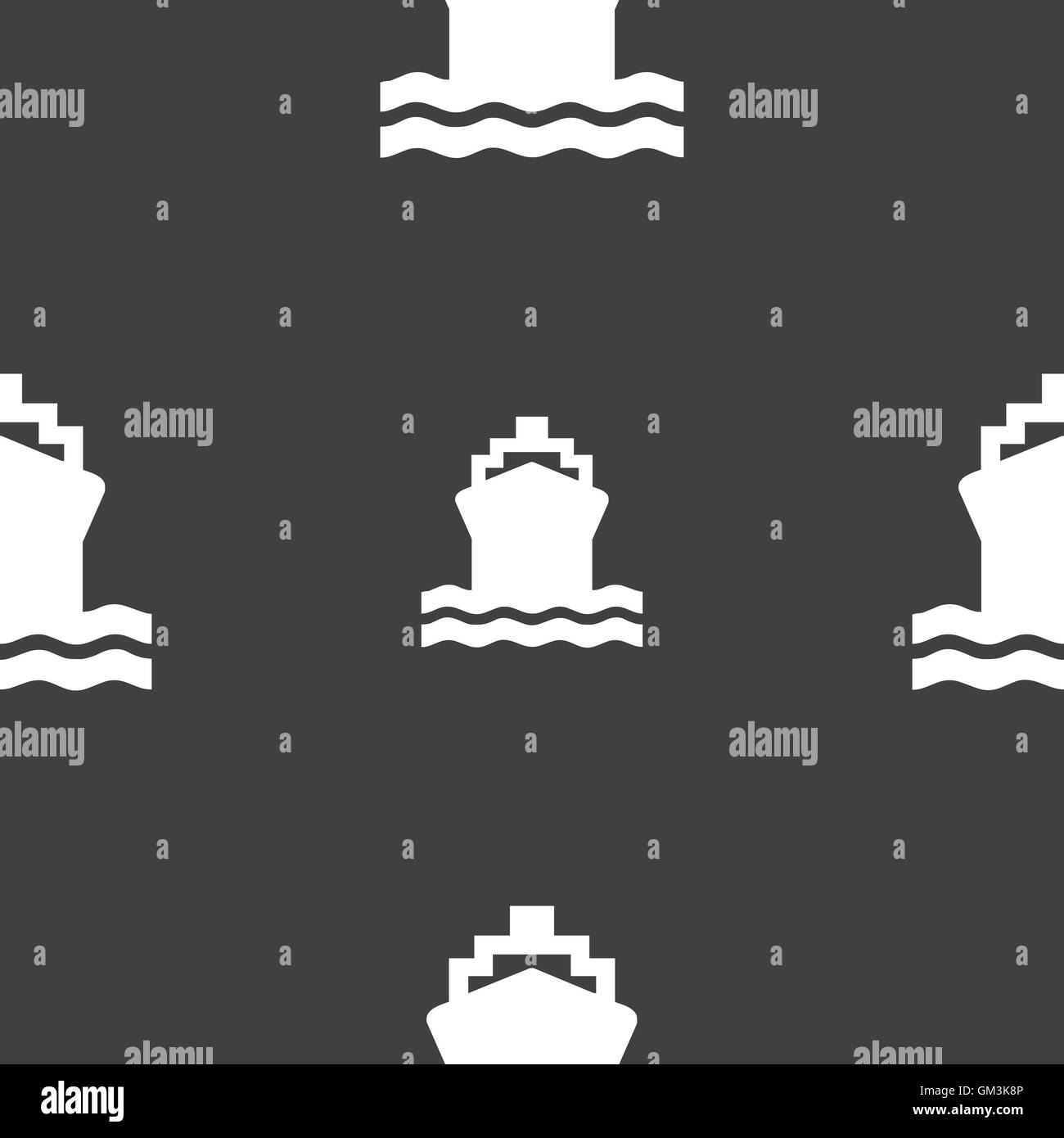 ship icon sign. Seamless pattern on a gray background. Vector Stock ...