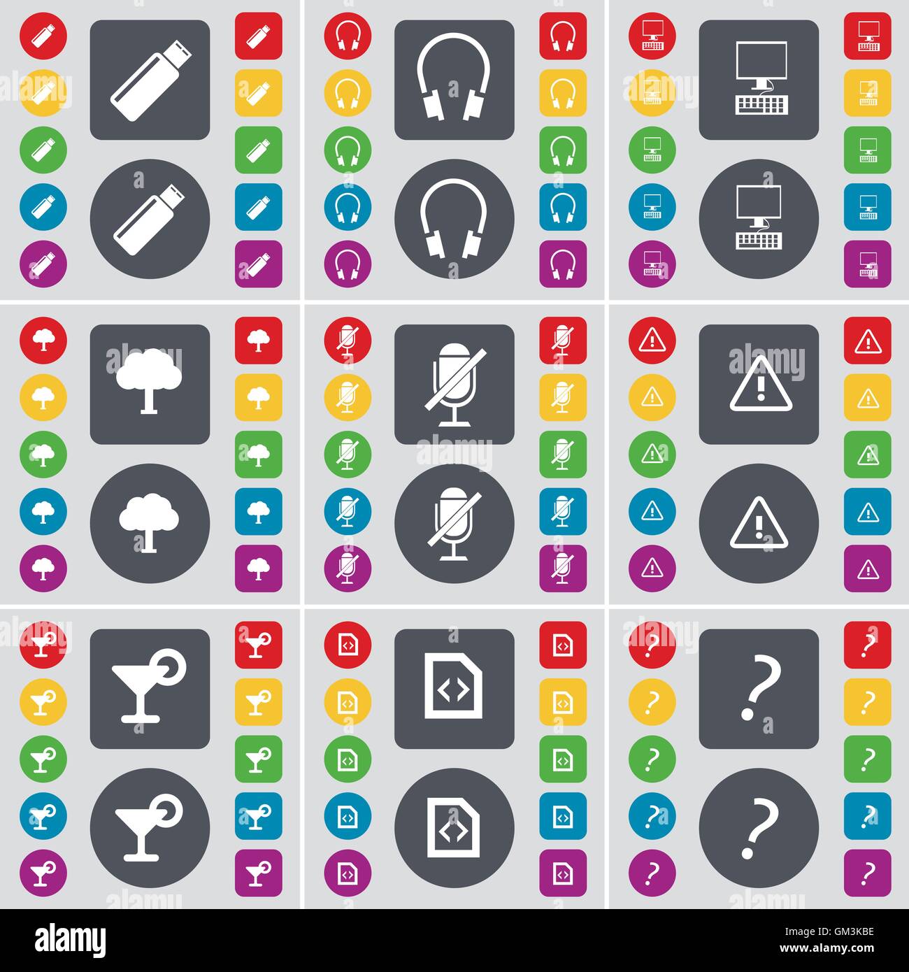 USB, Headphones, PC, Tree, Microphone, Warning, Cocktail, File