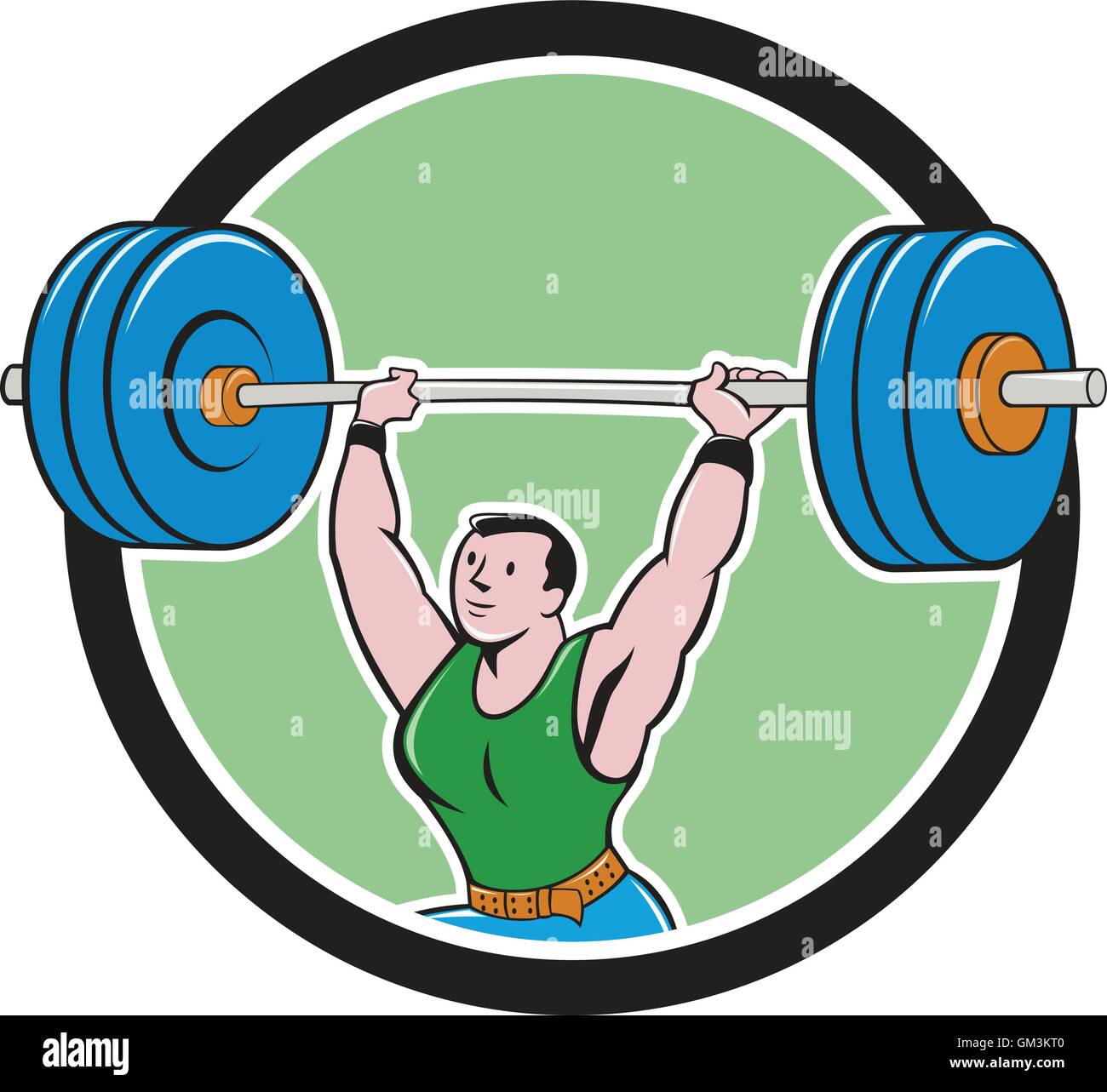 Weightlifter Lifting Barbell Circle Cartoon Stock Vector Image & Art Alamy