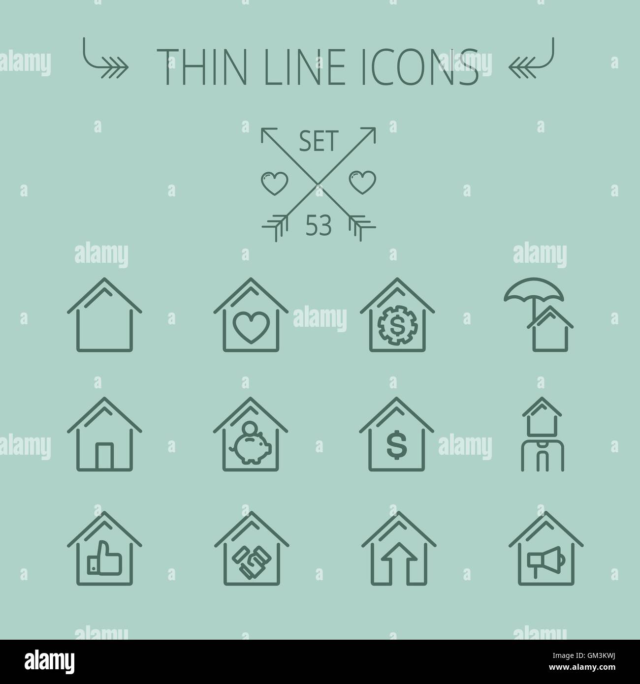 Real Estate thin line icon set Stock Vector Image & Art - Alamy