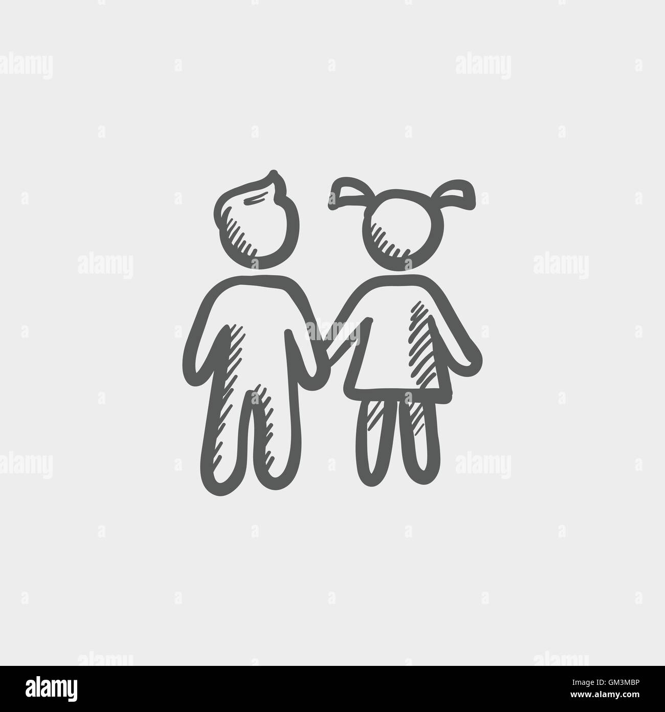 Little siblings sketch icon Stock Vector