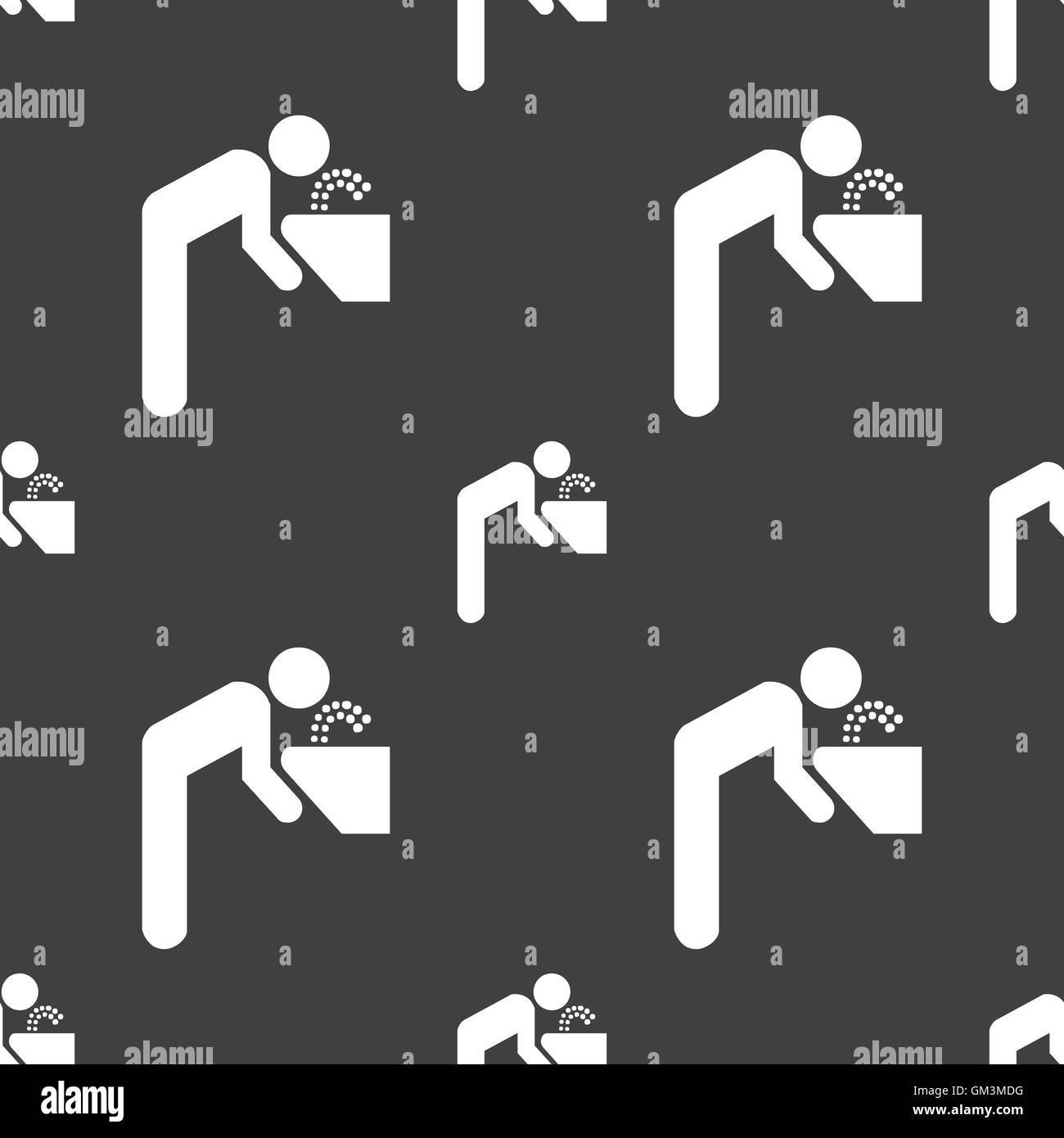 drinking fountain icon sign. Seamless pattern on a gray background. Vector Stock Vector