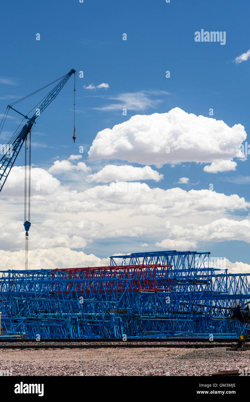 Denver, Colorado Sections of crane booms stored at a Denver yard