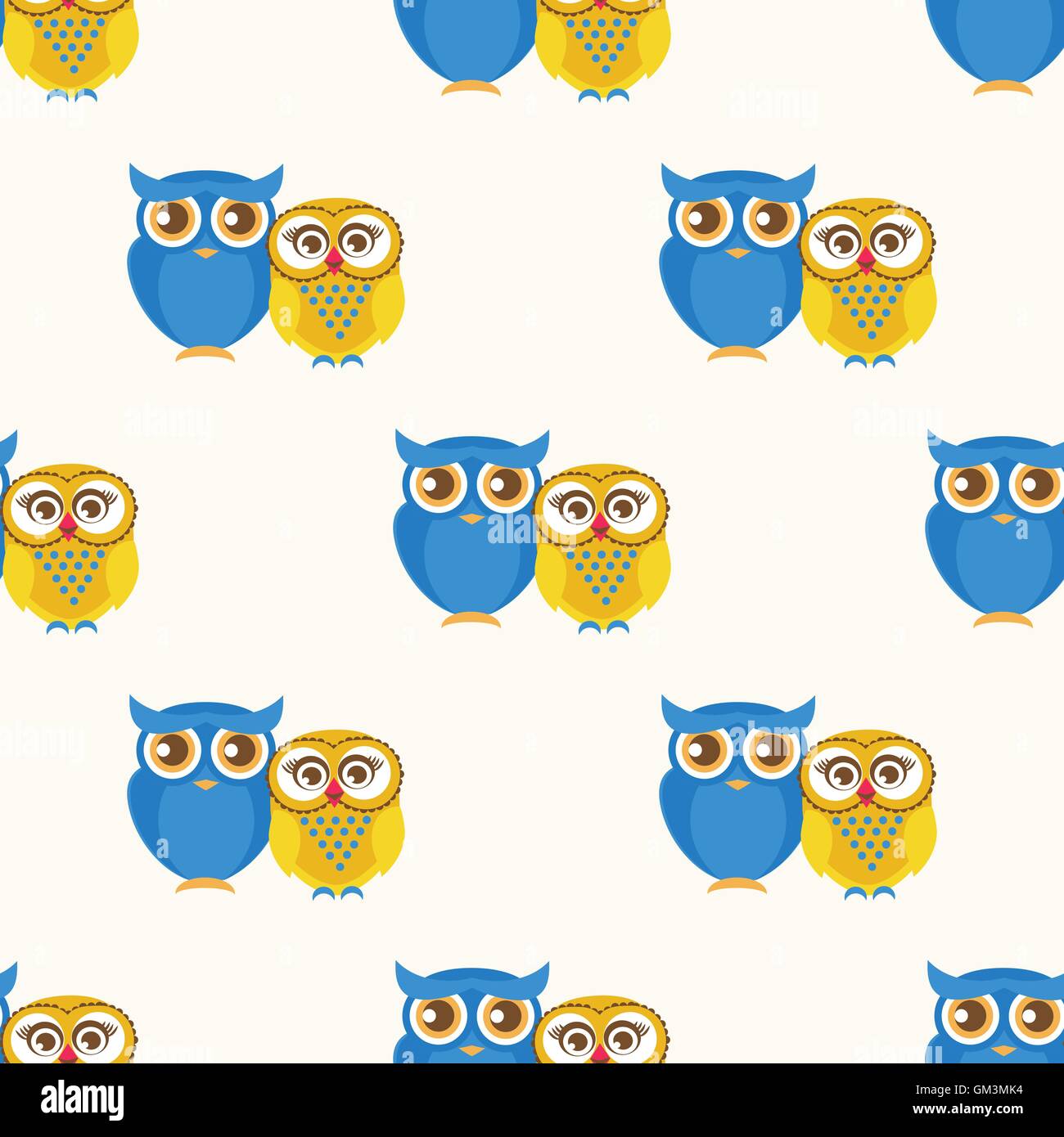 Cute seamless pattern with owls couple Stock Vector Image & Art - Alamy