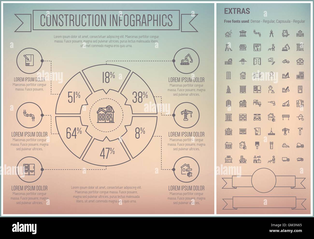 Construction Line Design Infographic Template Stock Vector Image & Art