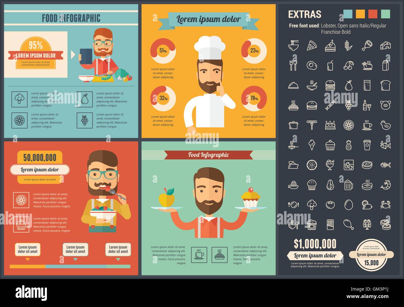 Food flat design Infographic Template Stock Vector Image & Art - Alamy