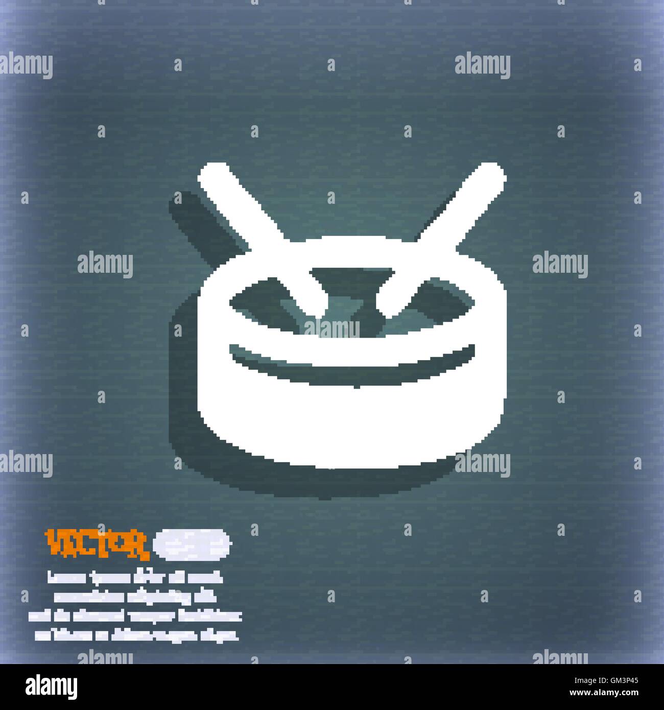 drum icon symbol on the blue-green abstract background with shadow and ...