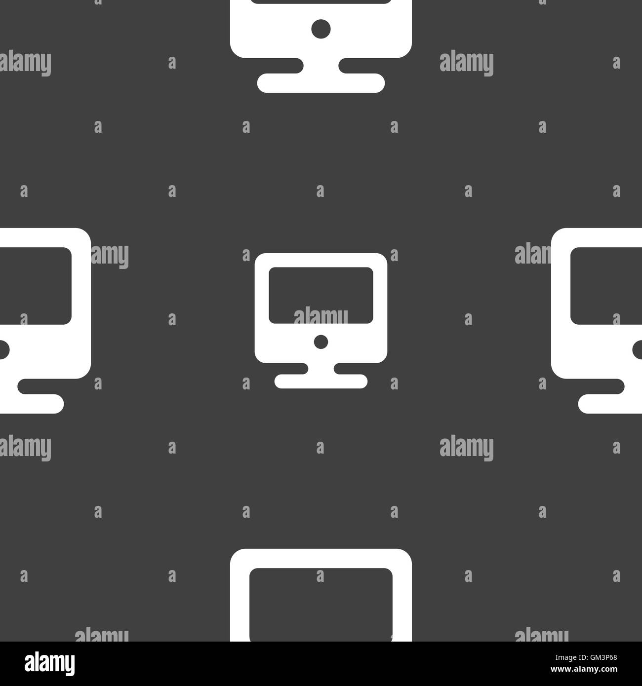 monitor icon sign. Seamless pattern on a gray background. Vector Stock Vector